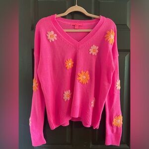 NWT Lilly Pulitzer Aura Pink Blooming Embroidered Tensley Sweater